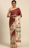 Refined Brown Color Cotton Digital Printed Saree