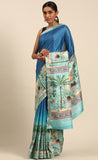 Refined Sky Blue Color Cotton Digital Printed Saree