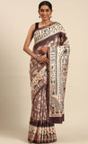 Attractive Brown Color Cotton Kalamkari Print Saree