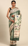 Attractive Light Green Color Kalamkari Print Saree
