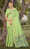 Appealing Light Green Color Cotton Saree