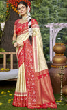 Graceful Cream Color Soft Silk Saree