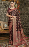 Stylish Brown Color Pure Silk Saree