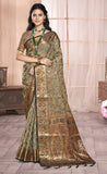 Graceful Grey Color Soft Organza Saree