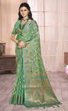 Graceful Pista Green Color Soft Organza Saree