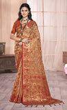 Graceful Beige Color Soft Organza Saree