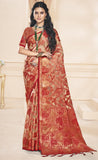 Exotic Peach Color Soft Organza Saree