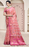 Dazzling Pink Color Soft Organza Saree