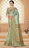 Fashion Petals Vibrant Pista Green Color Soft Silk Saree