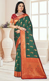 Adorable Bottle Green Color Soft Silk Saree