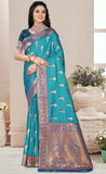 Adorable Sky Blue Color Soft Silk Saree