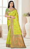 Adorable Parrot Green Color Silk Saree