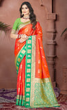 Unique Orange Color Soft Silk Saree