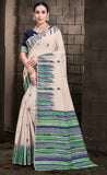 Attractive Beige & Green Color Cotton Saree