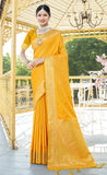 Pleasing Yellow Color Heavy Silk Saree