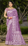 Dazzling Purple Color Linen Cotton Saree