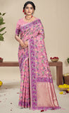 Traditional Pink Color Soft Silk Saree