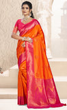 Stunning Orange Color Soft Silk Saree