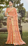 Fabulous Peach Color Cotton Saree