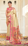 Gorgeous Cream Color Paithani Silk Saree