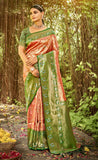 Graceful Peach Color Banarasi Silk Saree