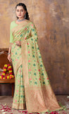 Admirable Light Green Color Silk Saree