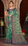 Charming Teal Color Organza Saree