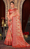 Charming Peach Color Organza Saree