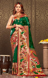 Gracious Dark Green Color Paithani Silk Saree