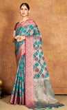 Stunning Sea Green Color Organza Saree