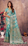 Fantastic Sky Blue Color South Silk Saree