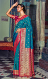 Delightful Sky Blue Color Banarasi Silk Saree