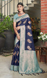 Fashion Petals Beloved Navy Blue Color Cotton Saree