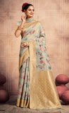Compelling Grey Color Cotton Saree