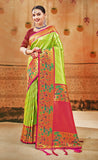 Upgrade Your Wardrobe with Attractive Parrot Green Color Paithani Silk Saree