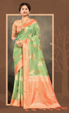 Casual Green Color Cotton Saree