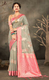 Casual Grey Color Cotton Saree