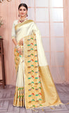 Magnificent White Color Paithani Silk Saree