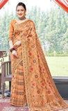 women's Pretty Peach Color Silk Saree