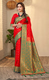 Lovely Red Color Banarasi Silk Saree