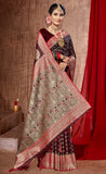 Charming Maroon Color Silk Saree