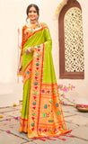 Traditional Light Green Color Paithani Silk Saree