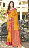 Pleasing Mustard Color Pure Banarasi Silk Saree