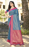 Pleasing Light Blue Color Pure Banarasi Silk Saree