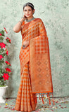 Appealing Orange Color Organza Saree