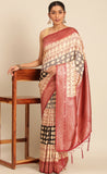 Attractive Printed Cream Color Cotton Saree