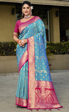 Admirable Sky Blue Color Pure Banarasi Silk Saree