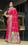 Admirable Hot Pink Color Pure Banarasi Silk Saree