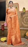 Peach Cotton Silk Saree