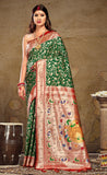 Compelling Green Color Paithani Silk Saree